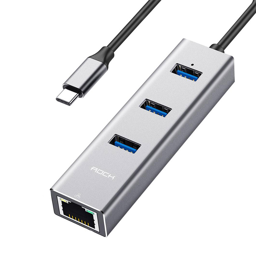 ROCK Type C to USB3.0 & 3,RJ45 Converter